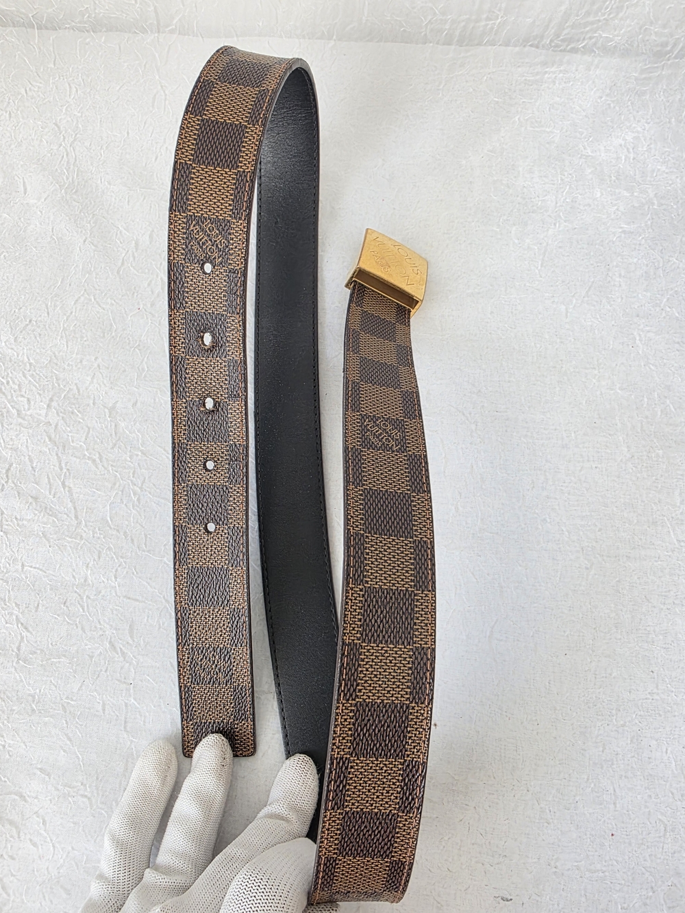 Auth Louis Vuitton Damier Ebene Leather Belt - Picture 7 of 9
